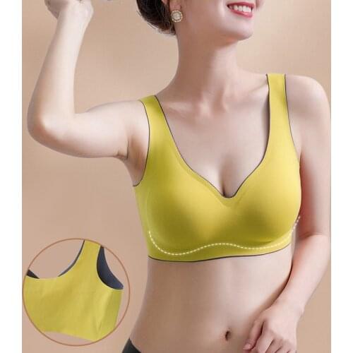 Elifashion Thai Latex Underwear Women Vest Thin Bra Seamless Two-color Combination No Steel Ring Sports Sleep Bra