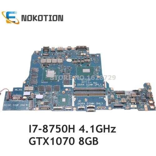 NOKOTION DDR51 LA-F551P 0D3R1D CN-0D3R1D For DELL Alienware 17 R5 17-R5 Laptop motherboard SR3YY I7-8750H CPU 4.1GHz GTX1070