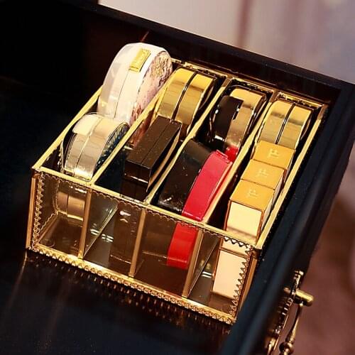 New Clear Glass 5 Grids Makeup Organizer Makeup Powder Storage Box Lipstick Makeup Tools Eye Shadow Case Jewelry Cosmetic Box