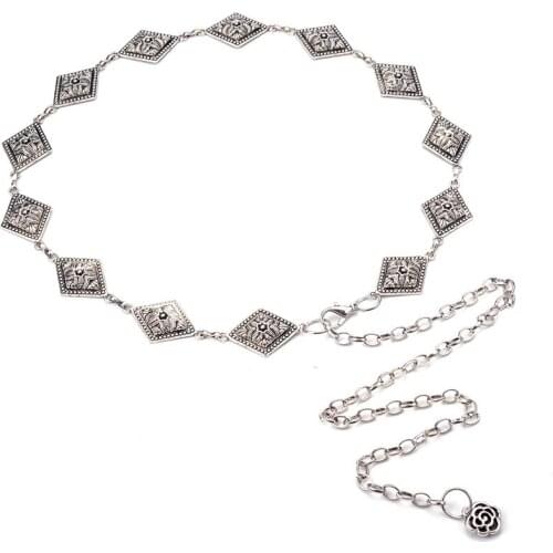 New female Full Metal Mirror thin Waist Belt Women Metallic Gold Plate With Chains Lady Punk Rocky waistband for women BL653