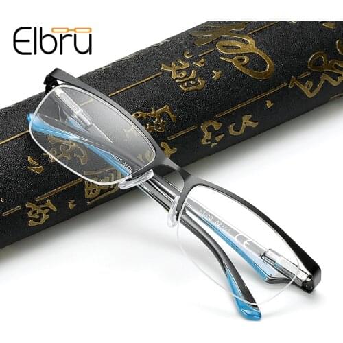 Elbru Men Women Alloy Reading Glasses High Quality Business Presbyopic Eyeglasses Elderly Hyperopia Glasses Diopters +1.0 +4.0
