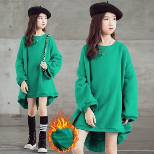 2020 Autumn Winter Teen Girls Velvet Thickened Casual Sweatshirt New Korean Style Children Loose Clothing Brief Fashion, #1164