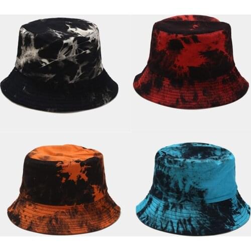 Fashion Graffiti Style Panama Summer Harajuku Bucket Hat Colorful Tie Dye Fisherman Hat Reversible Bob Bucket Cap for Men Women