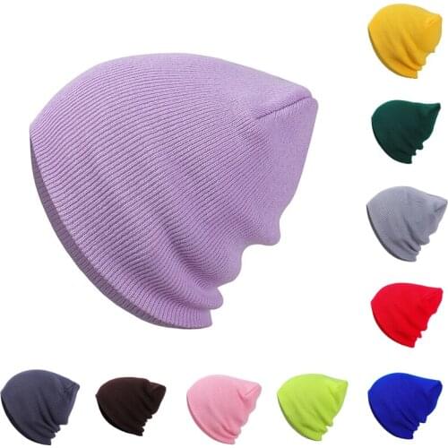 Womens Winter Cap Unisex Hip Hop Hat Solid Warm Knitted Hat Female Casual Skullies Beanies Men Woolen Hat