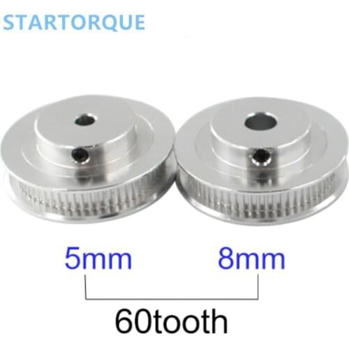 1pcs New GT2 Timing Pulley 60Tooth Wheel Bore 5mm 8mm Aluminum Gear Teeth Width 6mm Parts For Reprap 3D Printers Part