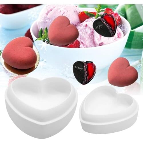 SILICONLOVE 3D Diamond Love Heart Shape Silicone Molds for Baking Sponge Chiffon Mousse Dessert Cake Molds Food Grade