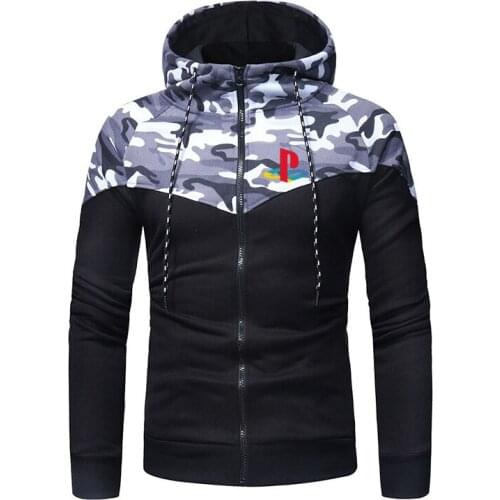 Spring Autumn Men playstation print Harajuku Hoodies Pullover Fleece Cotton Tops Comfortable Streetwear Camouflage Sweatshirts