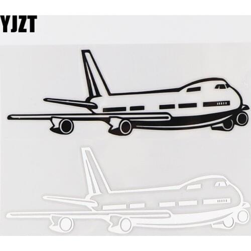 YJZT 16×5.5CM Vinyl Decals Airplane Silhouette Exquisite Car Stickers Car Window Decor Black / Silver 10A-0609