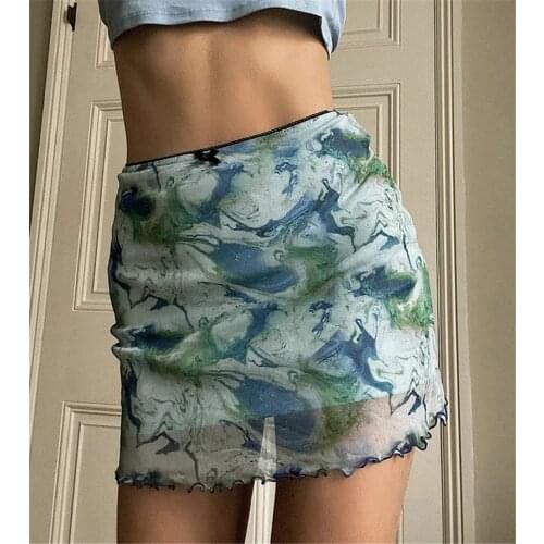 Fashion Print Y2K Aesthetic 90s Skirts Summer Harajuku Clubwear Pink Cute Mini Skirts Fashion Korean Bodycon Streetwear Clothes