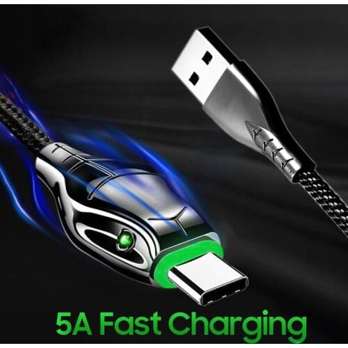 LED 5A USB Type C Cable Fast Charge Wire For Samsung Galaxy Xiaomi mi 10 Huawei mate 40 Pro Data USB-C Cable Quick Charger Cord