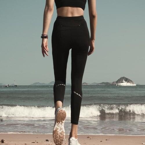 TaoBo 2020 New Arrivals Women Reflective Leg Yoga Pants with Back Zipper Pocket Outdoor Quick-drying Tight Yoga Fitness Pants