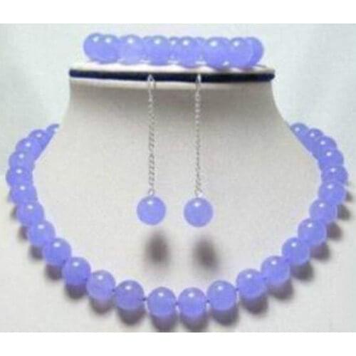 Women high quality 10mm Lavender Round Beads Necklace Bracelet Earrings Grade Jewelry Wholesale and retail