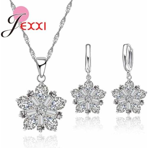 Women Gift Set 925 Sterling Silver Jewelry Necklace Earrings Sets for Women Wedding Party Engagement Hot Sale