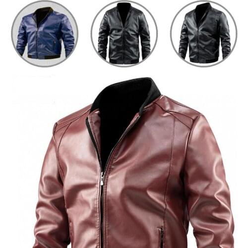 Bomber Coat Elastic Cuff Stylish Wear Resistant Faux Leather Winter Coat