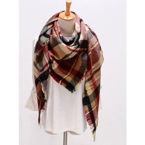Winter summer hijab Triangle Scarf For Women female Brand Designer Shawl Cashmere Plaid Scarves Blanket Dropshipping XS027-16