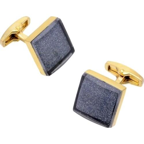10pairs/lot Gold Square Blue Star Stone Cufflinks Shirt Cuff Links Suit Crystal Cuff Button Wedding/Business Gift Mens Jewelry