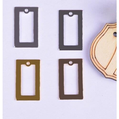 10pcs/lot 0.8*14*23.5MM gold Plated Brass DIY Material Simple Style rectangle Charms kolye Pendant Tray jewelry materials