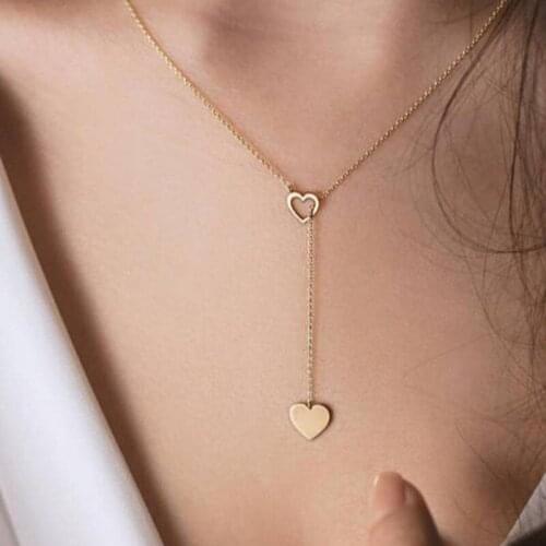 2021vintage Trend Love Necklace Korean Jewelry Women Retro Gold Two-Piece Girl Heart Love Necklace Party Jewelry Gift Cheap