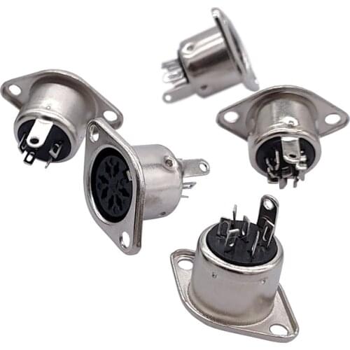 5Pcs Computer Keyboard Plug 3P 4P 5P 6P 7P 8P DIN S Terminal Connector Female Socket Mount adapter SOLDER MIDI cable connector