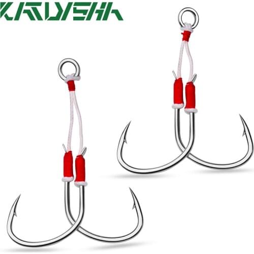 KATYUSHA 5Pack Slow Jig Hooks 1/0-2/0-3/0-4/0# Assist Carbon Steel Fishing Hooks Light Jigging Fishhooks Metal Jig PE line Hooks