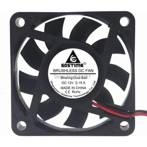 50Pcs Gdstime 60mm PC CPU Cooling Fan 12V 2 Pin Computer Case Cooler Quiet 60X60X15MM Ball Brg