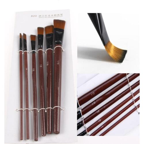 6Pcs Nylon Acrylic Oil Paint Gouache Brushes For Artist Supplies Watercolor Set