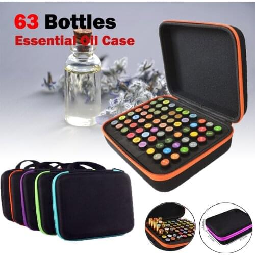 63 Bottles Essential Oil Carry Case for 1ml -3ml Essence Oil Bottles Box Travel Carry Case Travel Home Portable Hand Bag Tools