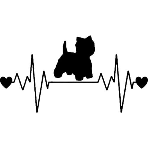 20x10cm Westie Heartbeat Lifeline Wide Car Sticker Decal Dog West Highland Car Head Styling Car Accessories Vinyl Sticker