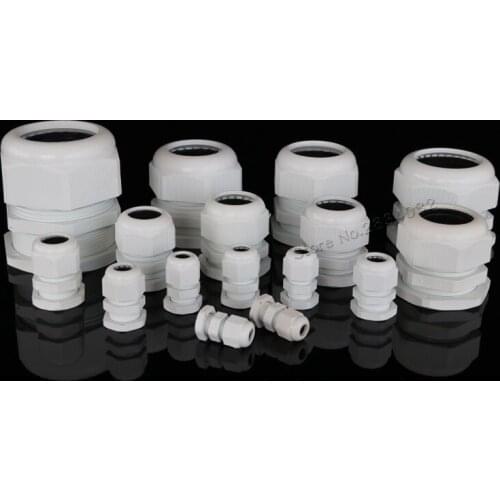White IP68 Waterproof Cable Gland Nylon Plastic Cable Connector PG7 PG9 PG11 PG13.5 PG16 PG21 PG25