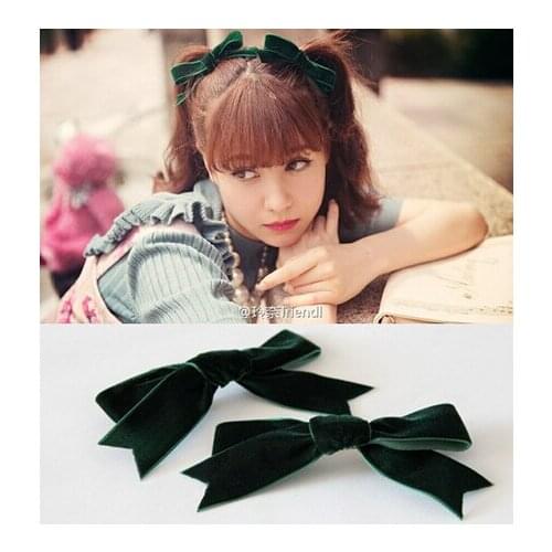 Free Shippin 2pcs Womens velvet bow hairpins girls cute lovely fashion hair clips hair Korea accessories 2016