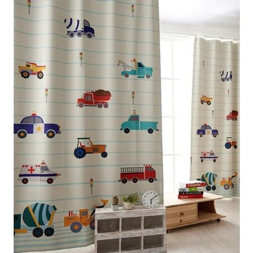 Free shipping new Korean version of the cartoon car printing finished curtains curtain