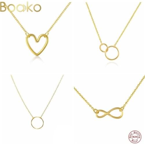 BOAKO 100% plata de ley 925 Pendientes Pandent Necklaces For Woman Lovers' Minimalis Cute Clavicle Chain Statement Necklace