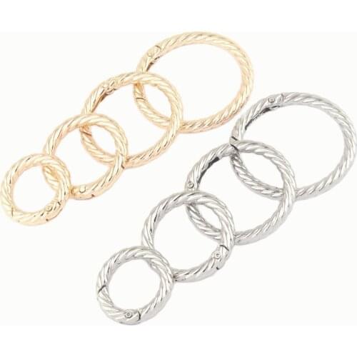 Gold Spring Round O Ring Gate Jewelry Charm Snap Hook,Metal Purse Handbag Hardware Bag Push Clasp Webbing Clip Spring Buckle
