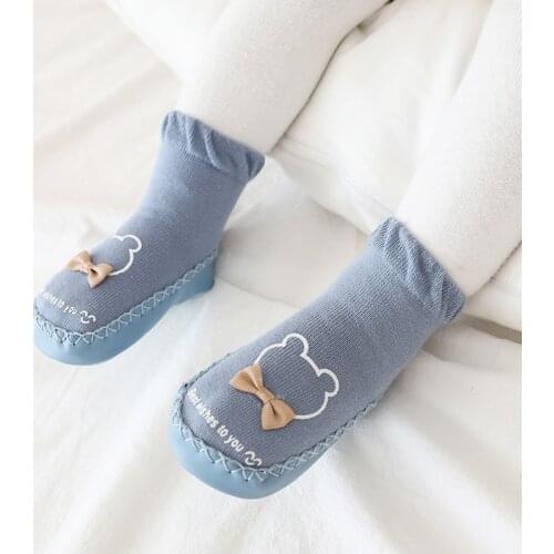 Baby cotton non slip socks boys girls newborn infant winter warm anti slip long frilly sock shoes soles new toddler Cartoon sock