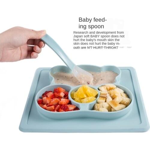 Creative Silicon Cartoon Bear Plate Infants Supplementary Food Box Baby Learning Plate BPA Free