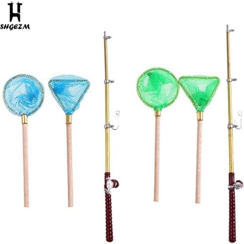 Fishing Rod Round Miniature Doll House Decoration Garden Decoration Net Triangle Net Group For Kids Toy
