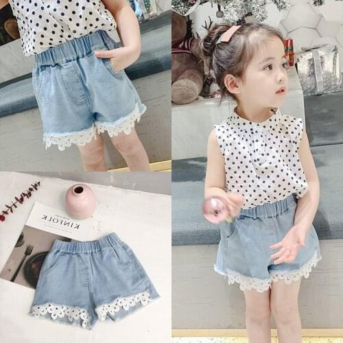 Summer Girls Kids Lace Flower Jeans Shorts Baby Girl Fashion Denim Short Pants Children Casual Pant Clothes