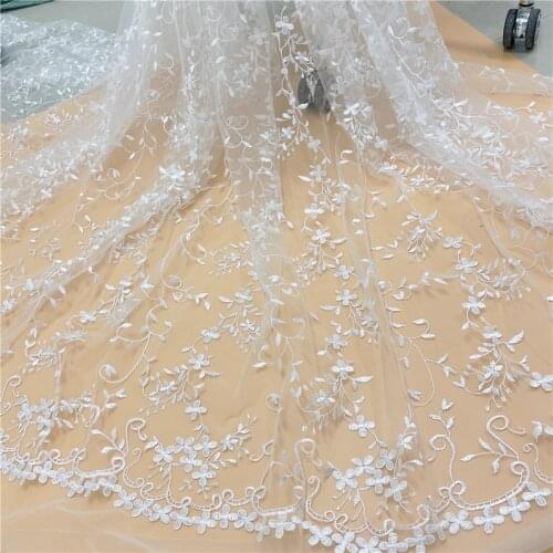 LFY New Style Mesh Embroidery Spring Summer DIY Sewing Wedding Dress vestio Lace Fabric Exquisite Floral Home Party Fabric