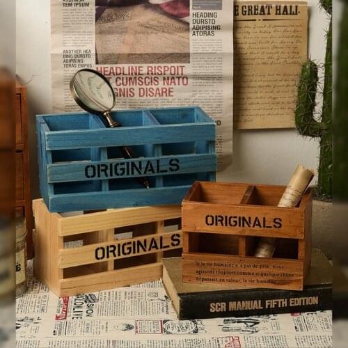 Multifunctional Wood Desk Pen Holder Table Management Organizer Holder 3-grids Stationery Holder Box Desktop Organizer