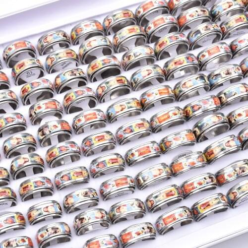 20pcs/lot Portrait of Jesus Christ Stainless steel Spinner Prayer Ring For Men Women Jewelry