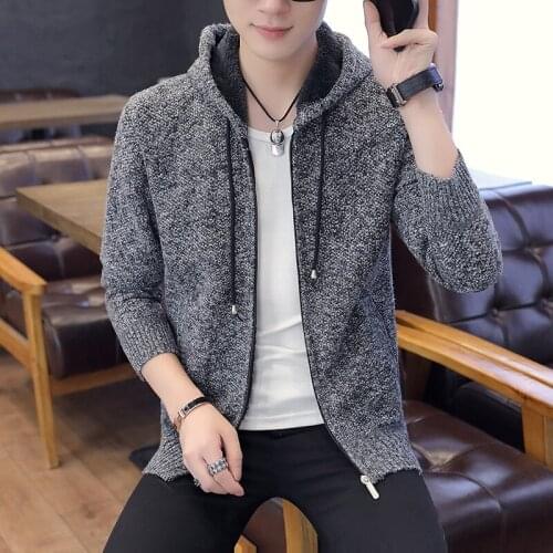 2019 Autumn Winter New Sweate Cardigan Men Brand Casual Slim Sweaters Male Warm Thick Turtleneck Sweater Teenagers Jacket KK3139