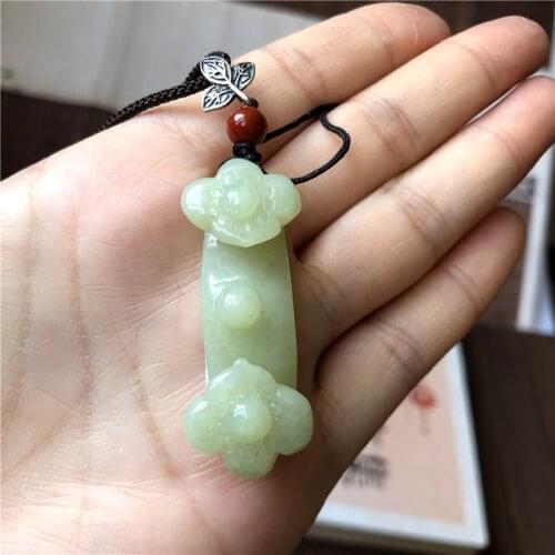 Natural xiuyu A jade Handcarved lucky jade flower green jade pendant jade necklace men pendants jewelry jade necklaces