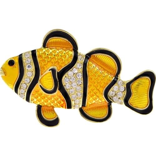 CINDY XIANG New Enamel Fish Brooches For Women And Men Cute Design Sea Animal Rhinestone Brooch Pins For Friends Party Jewelry