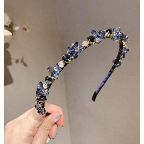 Crystal Shine Women Headband Colorful Elegant Hairband Girl Headwear Hair Band Personality Handmade Simple Glitter Headwear