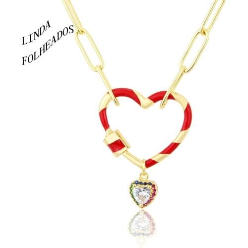 2021 New Design Fashion Women High Quality Pendant Necklace Heart Shape Copper Pendant Best Birthday Party Jewelry Gift