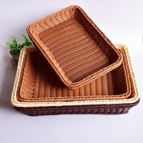 Plastic rattan basket fruit basket bread basket display weaving bamboo basket