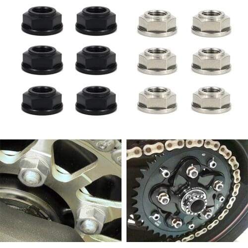 Fit For Honda Suzuki Yamaha Kawasaki Ducati 6 Pcs M10*1.25 Universal Rear Sprocket Nut Kit Rear Wheel Axle Nut Stainless Steel