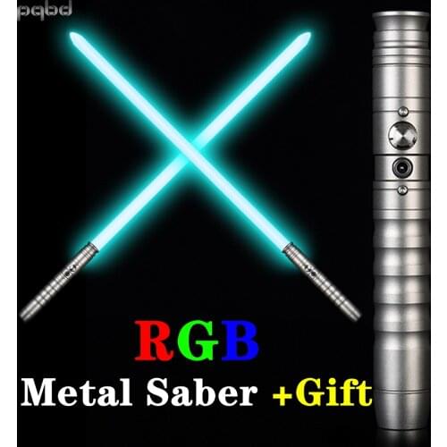 Pqbd Lightsaber Heavy Dueling Sound Blaster Lock-Up Light Sword RGB 11Color Change LED Laser Saber Cosplay Children Toy