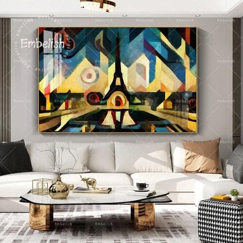 Embelish Drop Shipping HD Wall Poster For Living Room The Eiffel Tower In Paris Landscape Canvas Oil Painting Home Decor Picture
