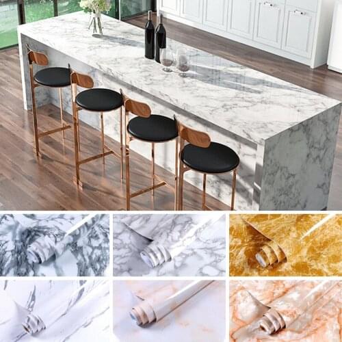 Waterproof Marble Wallpaper Vinyl Self Adhesive Film Living Room Wall Sticker Kitchen Cabinet Desktop Drawer Refurbished Sticker